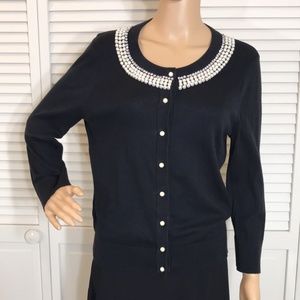 Kate Spade Pearls and Diamonds Jewel Cardigan Size 10